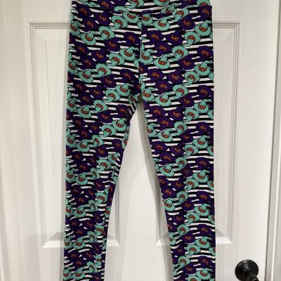 LuLaRoe One Size Leggings Novelty Print Halloween Witch Hats Multicolor EUC